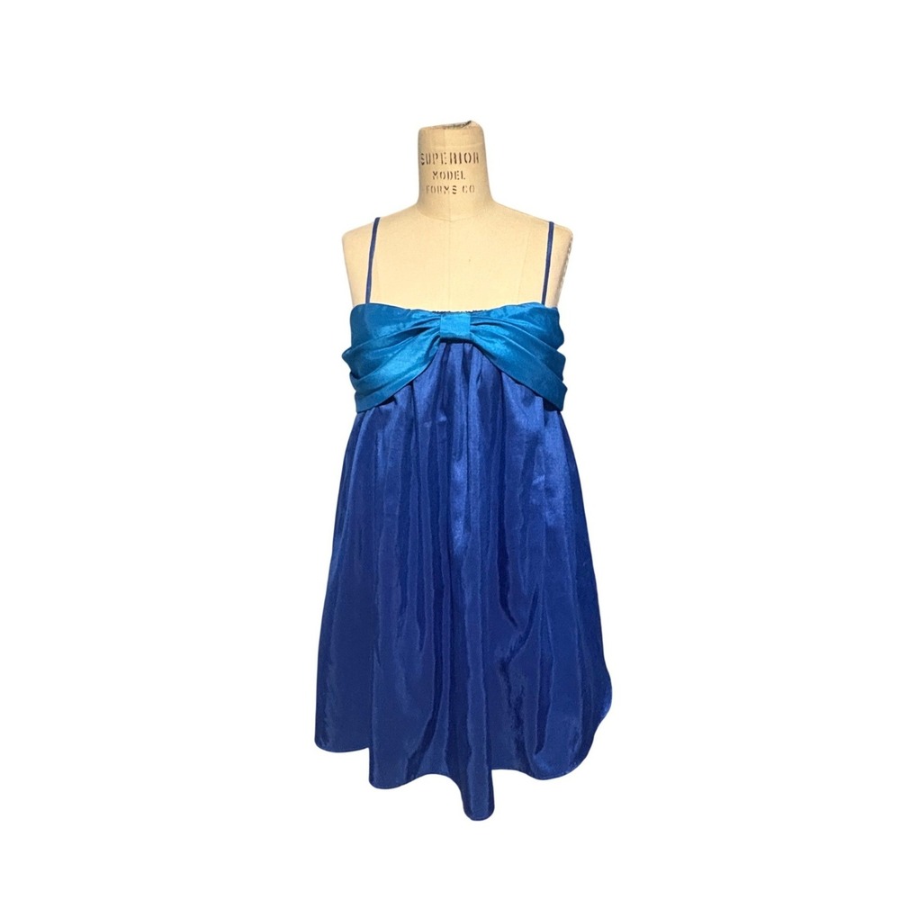 Hutch Royal Blue Teal Bow Babydoll Mini Tent Dress Small Party Cocktail Wedding